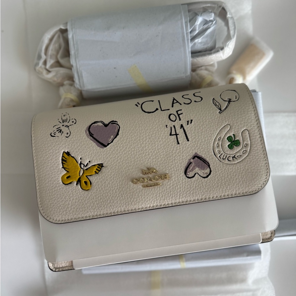 New with tags!! Coach Cream Crossbody Bag with Embellishments